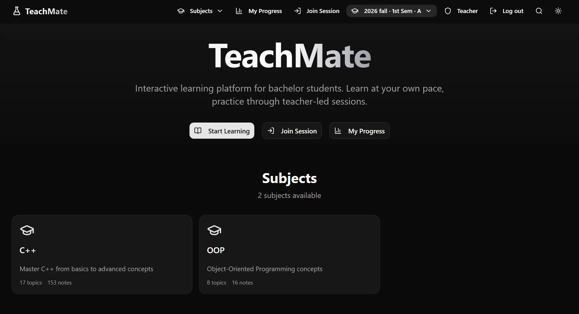 TeachMate interface